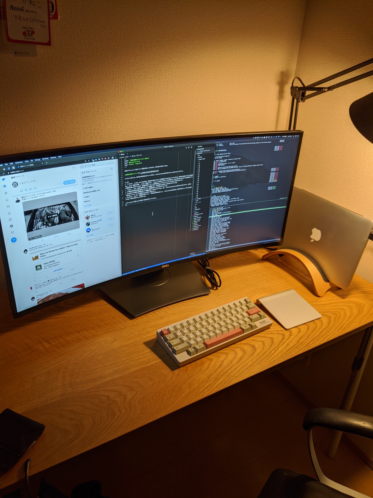 エディタ、ターミナル、ブラウザで3分割